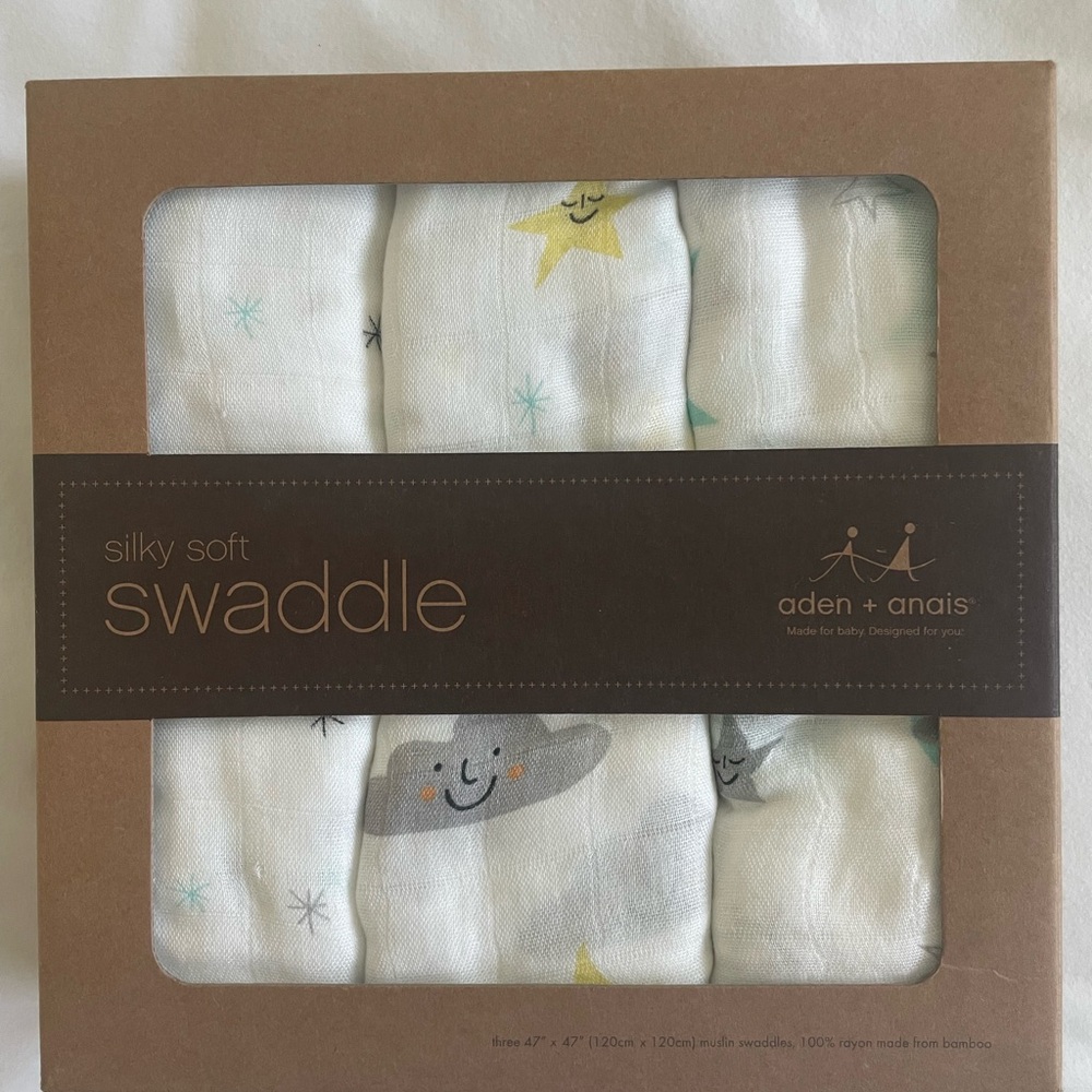 aden + anais Silky Soft Swaddle with Star and Cloud Design